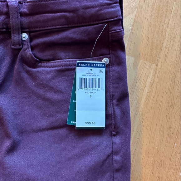 NWT - Lauren Ralph Lauren Red Wash Piper Skinny Ankle Pants - Picture 2 of 12